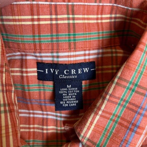 Ivy Crew Men's Button Down Shirt Orange Plaid Multicolor Size Medium - Picture 5 of 7